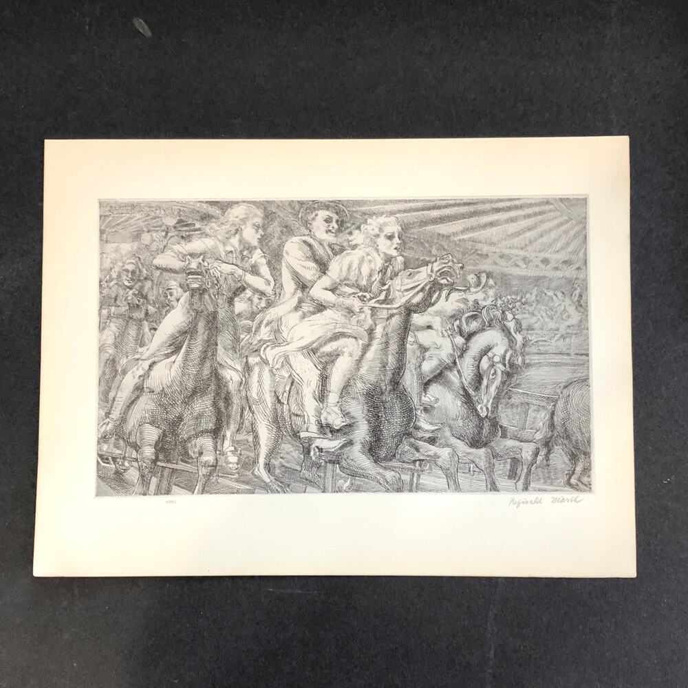 Reginald Marsh "Merry Go-Round" 1930s Art Print Treasury Collection Sketch Vtg